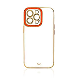 Fashion Case Case for Samsung Galaxy A12 5G Gold Frame Gel Cover Rød