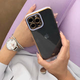 Fashion Case Case til Samsung Galaxy A12 5G Guldramme Gel Cover Hvid