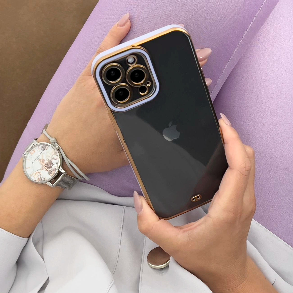 Fashion Case Cover til Xiaomi Redmi Note 11 Pro Gold Frame Gel Cover Hvid