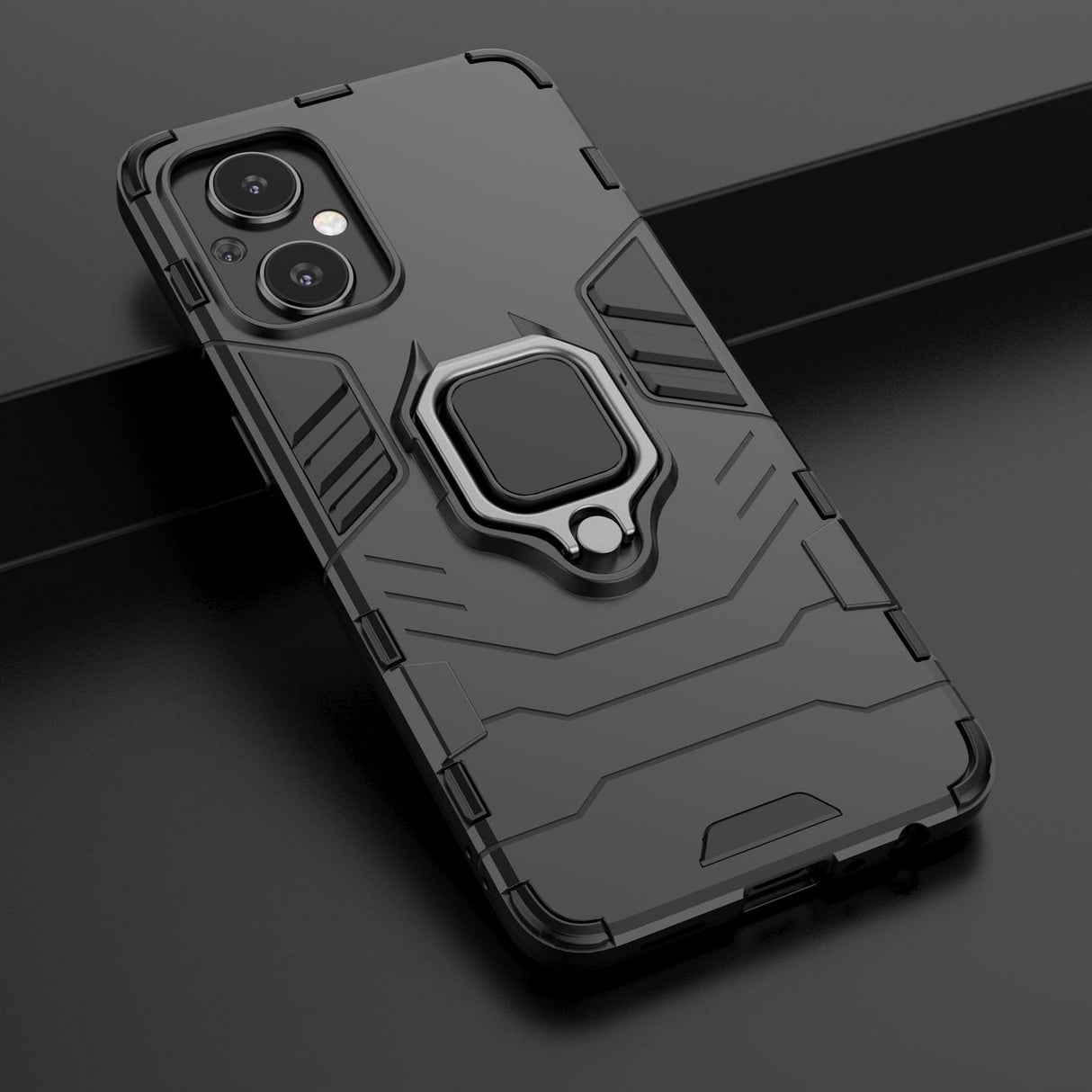Ring Armor robust hybrid case cover + magnetisk holder til OnePlus Nord N20 5G sort