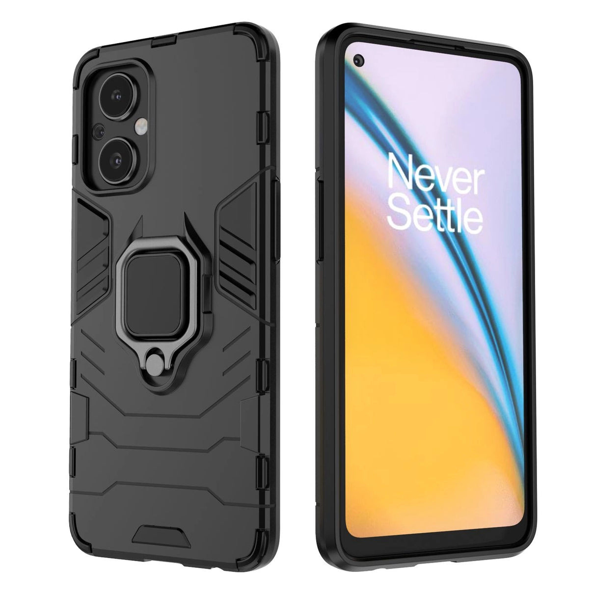 Ring Armor robust hybrid case cover + magnetisk holder til OnePlus Nord N20 5G sort