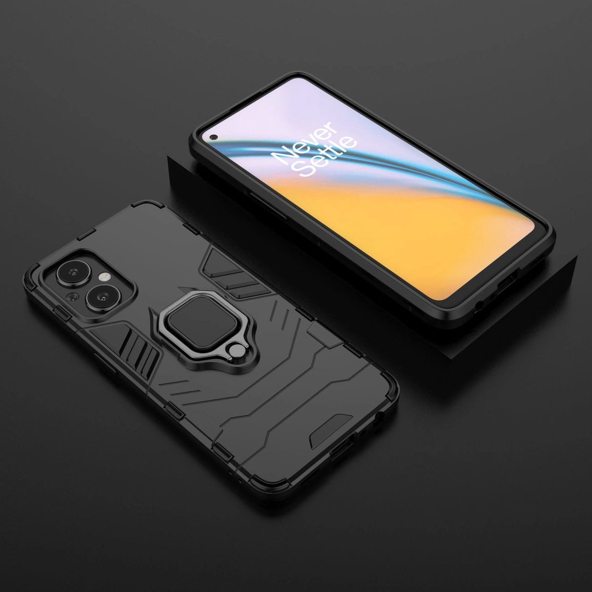 Ring Armor robust hybrid case cover + magnetisk holder til OnePlus Nord N20 5G sort