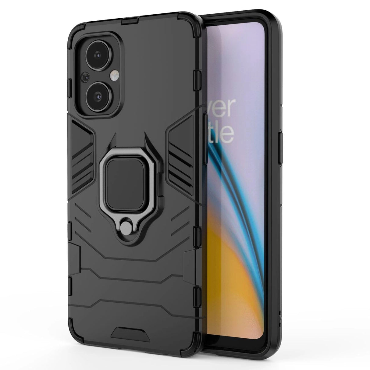 Ring Armor robust hybrid case cover + magnetisk holder til OnePlus Nord N20 5G sort