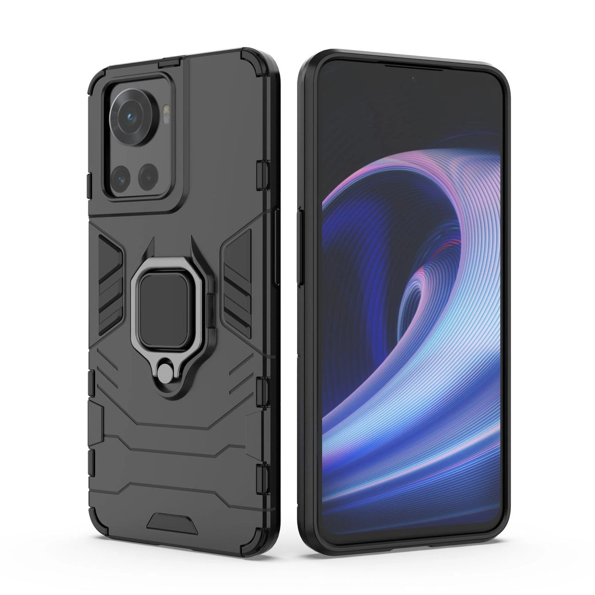 Ring Armor pansrede hybrid case cover + magnetisk holder til OnePlus Ace sort