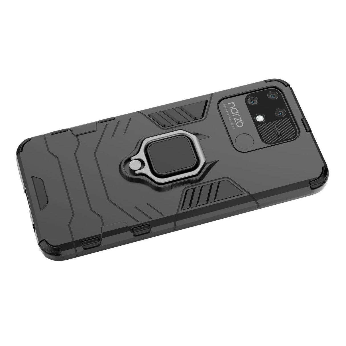 Ring Armor robust hybrid case cover + magnetisk holder Realme Narzo 50A sort