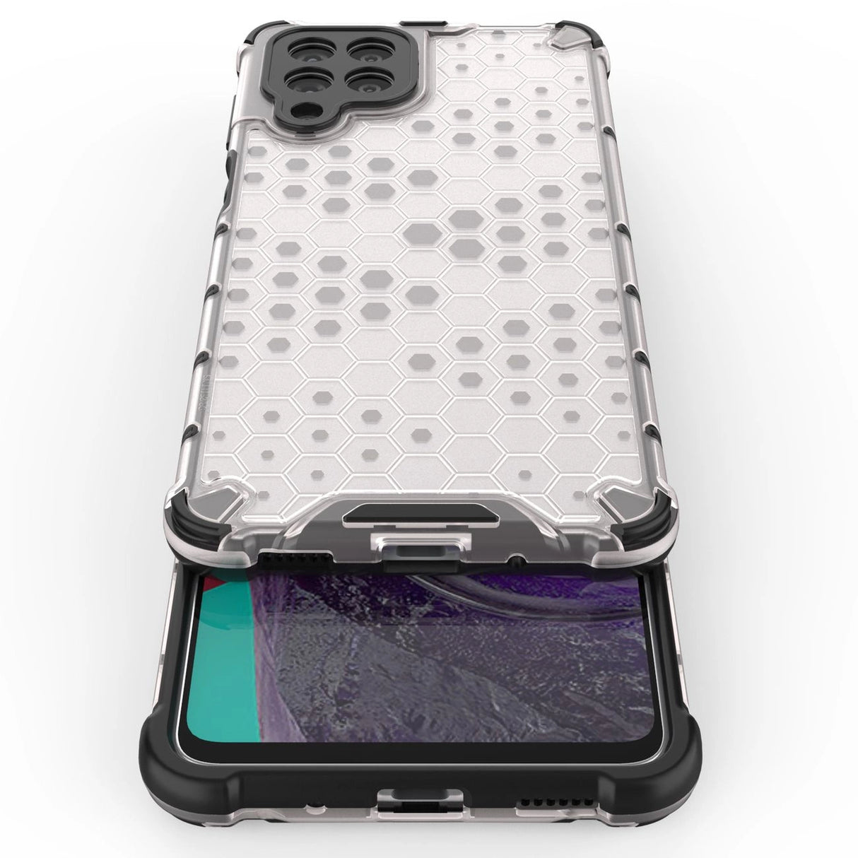 Honeycomb case pansret cover med en gel ramme til Samsung Galaxy M53 5G gennemsigtig