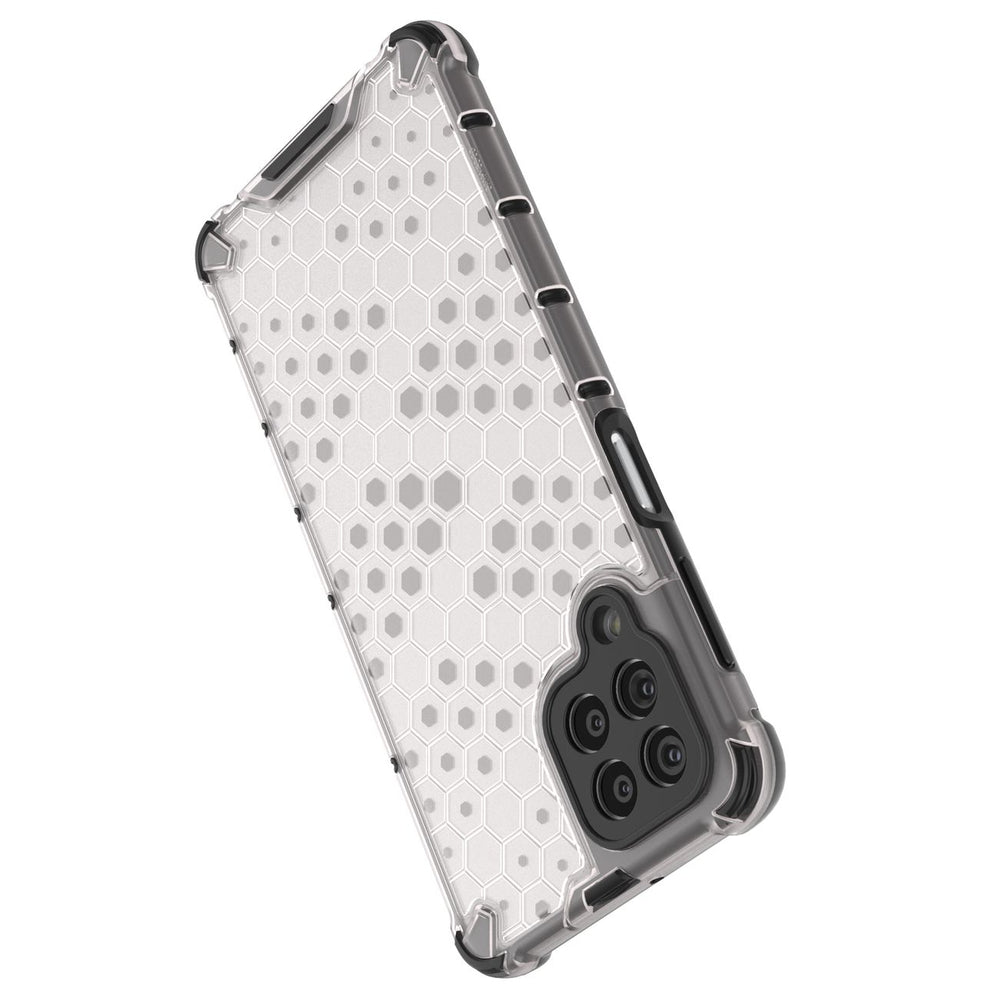 Honeycomb case pansret cover med en gel ramme til Samsung Galaxy M53 5G gennemsigtig