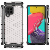 Honeycomb case pansret cover med en gel ramme til Samsung Galaxy M53 5G gennemsigtig