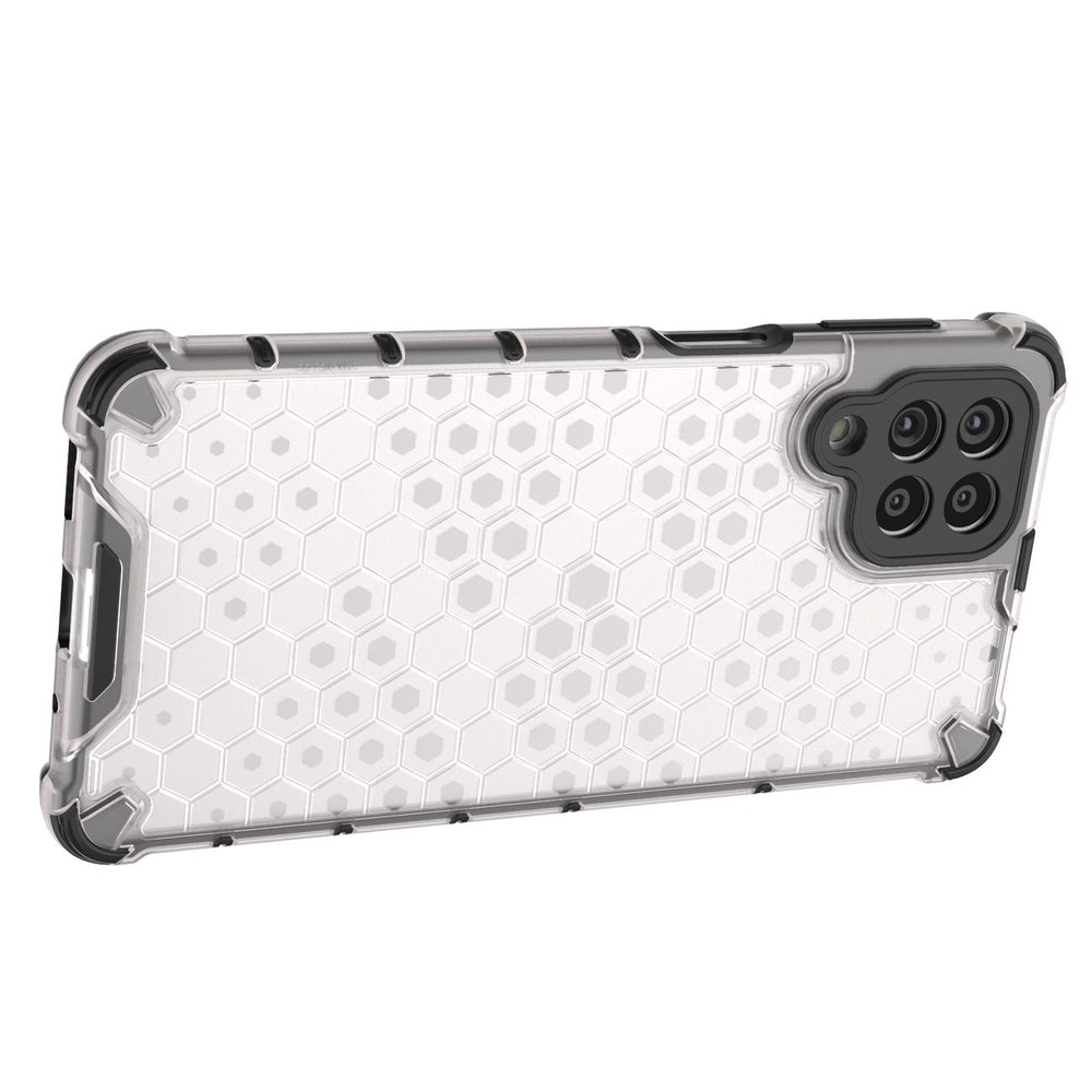 Honeycomb case pansret cover med en gel ramme til Samsung Galaxy M53 5G gennemsigtig