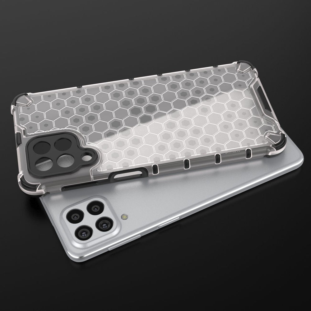 Honeycomb case pansret cover med en gel ramme til Samsung Galaxy M53 5G sort