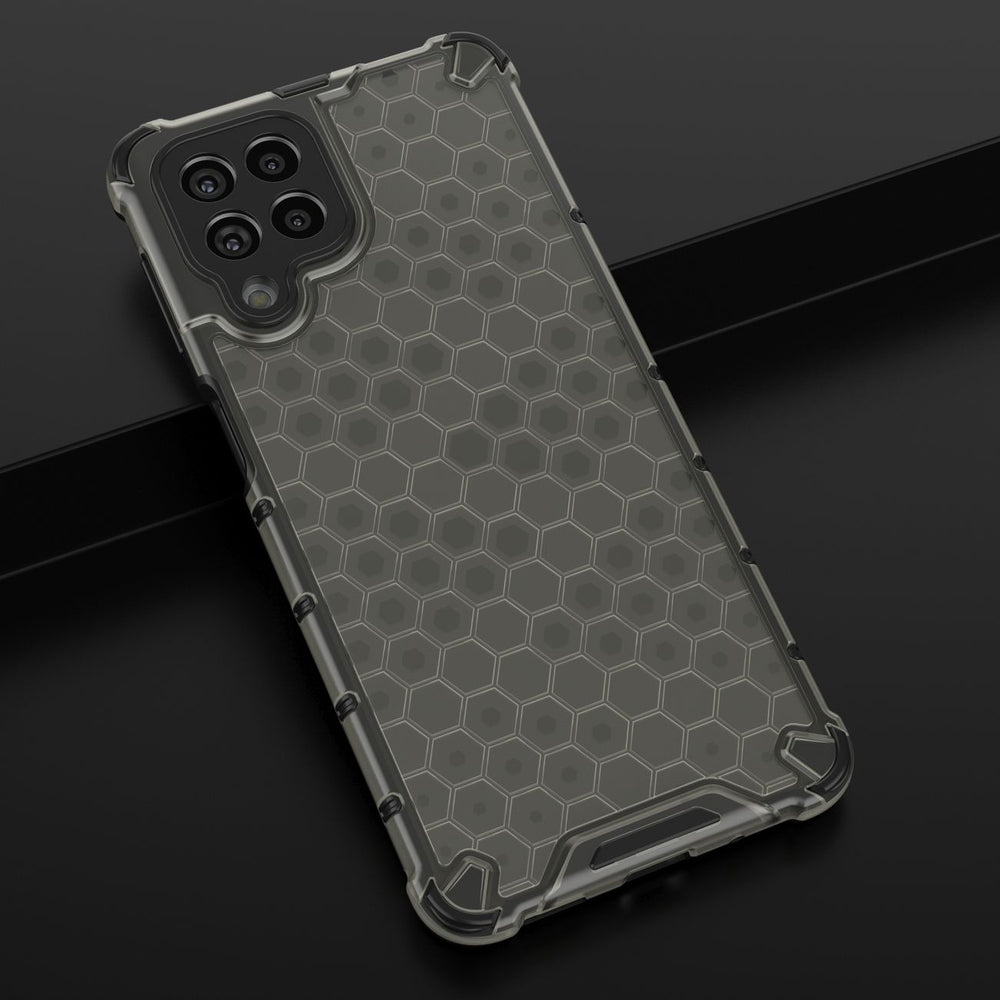 Honeycomb case pansret cover med en gel ramme til Samsung Galaxy M53 5G sort