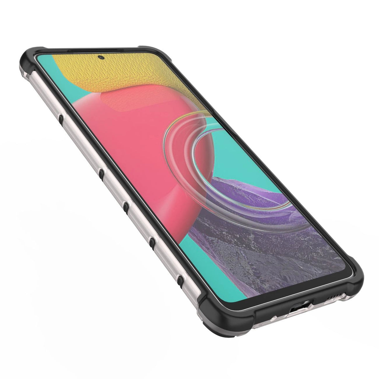 Honeycomb case pansret cover med en gel ramme til Samsung Galaxy M53 5G sort
