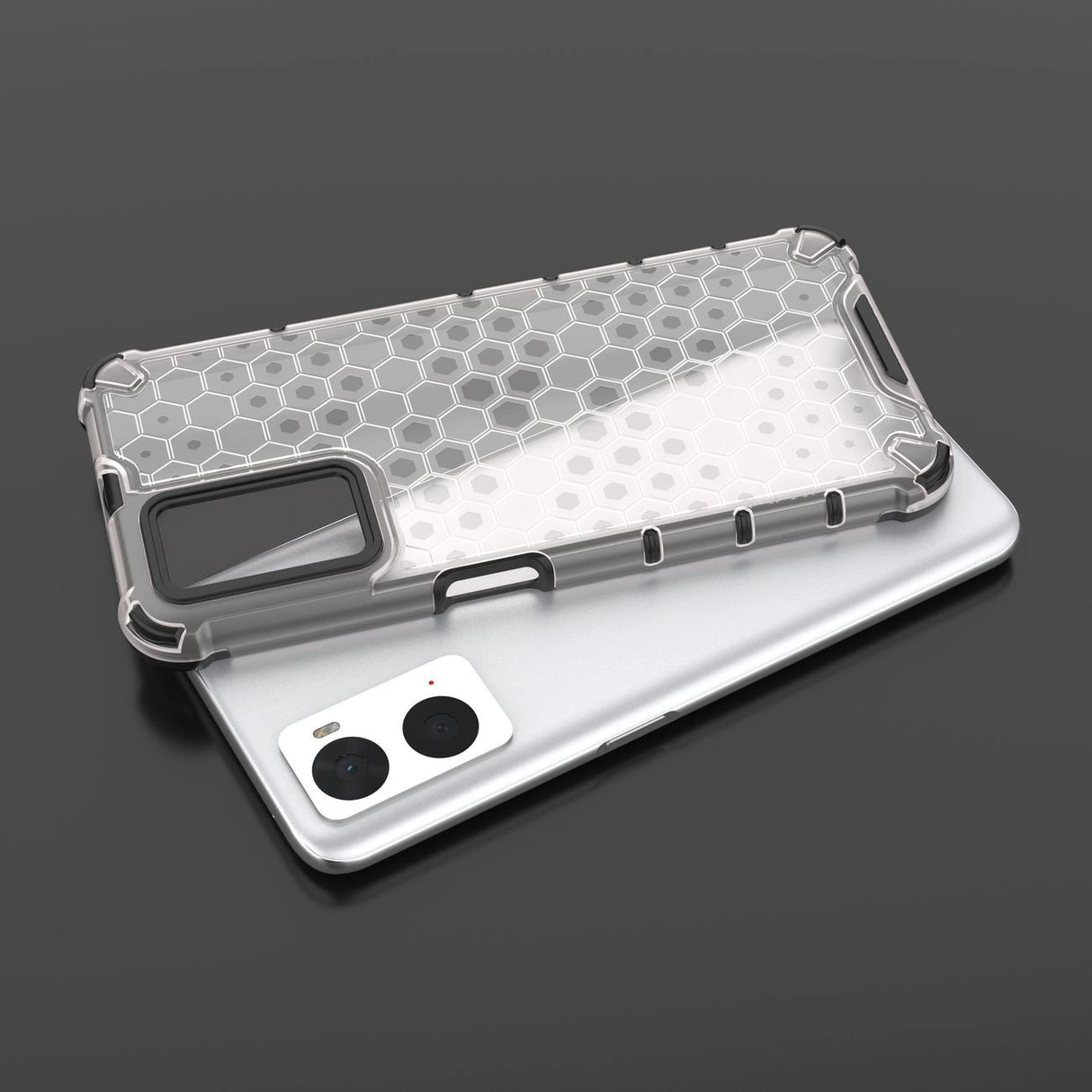 Honeycomb case pansret cover med gel ramme Oppo A76 / Oppo A36 / Realme 9i gennemsigtig