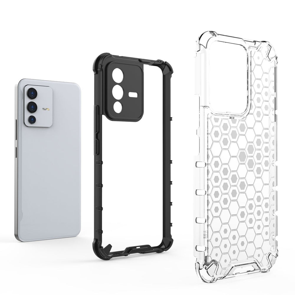 Honeycomb case pansret cover med en gel ramme Vivo V23 5G sort