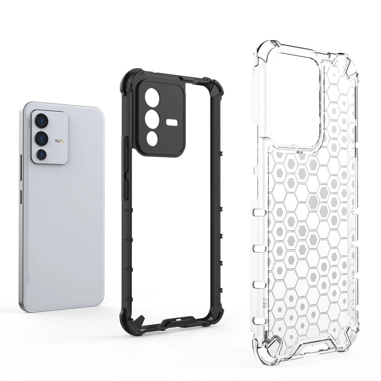 Honeycomb case pansret cover med en gel ramme til Vivo V23 5G gennemsigtig