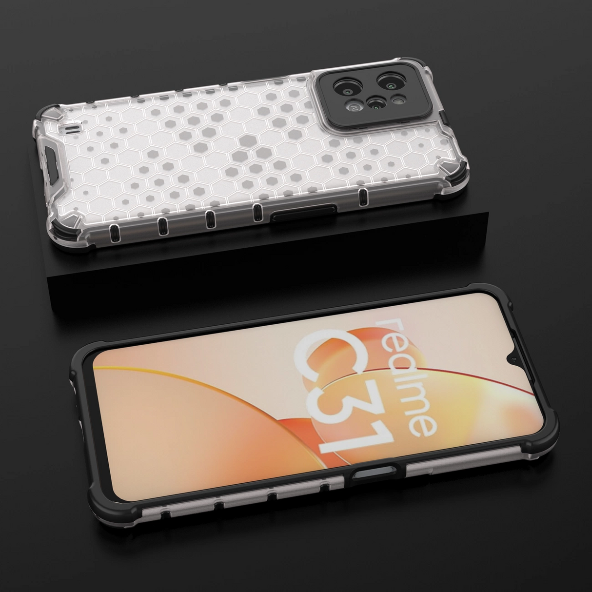 Honeycomb case pansret cover med en gel ramme Realme C31 gennemsigtig