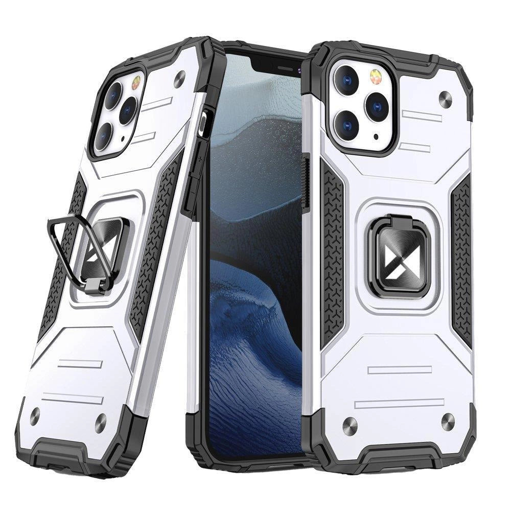 Wozinsky Ring Armor case til iPhone 14 Pro pansret cover magnetisk holder ring sølv