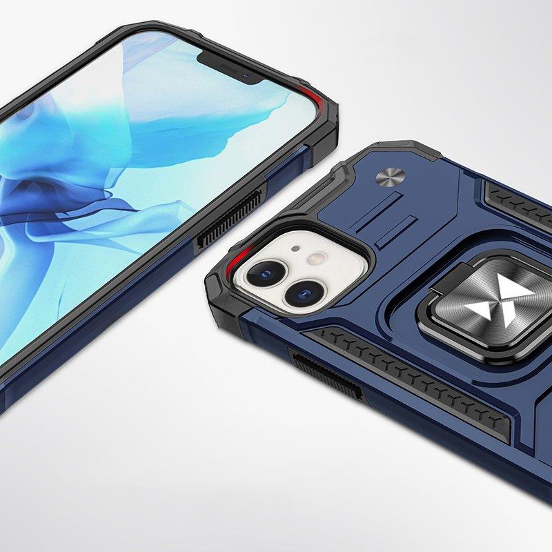 Wozinsky Ring Armor case til iPhone 14 Plus pansret cover magnetisk holder ring blå