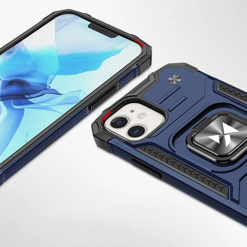 Wozinsky Ring Armor case til iPhone 14 Plus pansret cover magnetisk holder ring blå