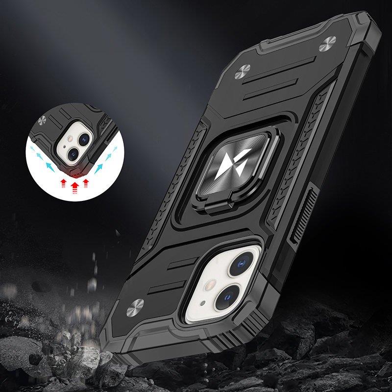 Wozinsky Ring Armor iPhone 14 Plus Hybrid Armored Case + Magnetisk Holder Sort