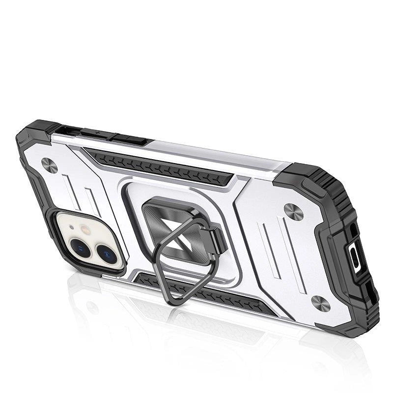 Wozinsky Ring Armor case til iPhone 14 pansret cover magnetisk holder ring sølv