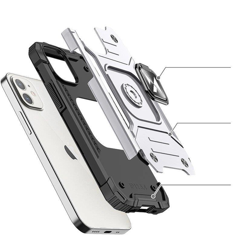 Wozinsky Ring Armor case til iPhone 14 pansret cover magnetisk holder ring sølv
