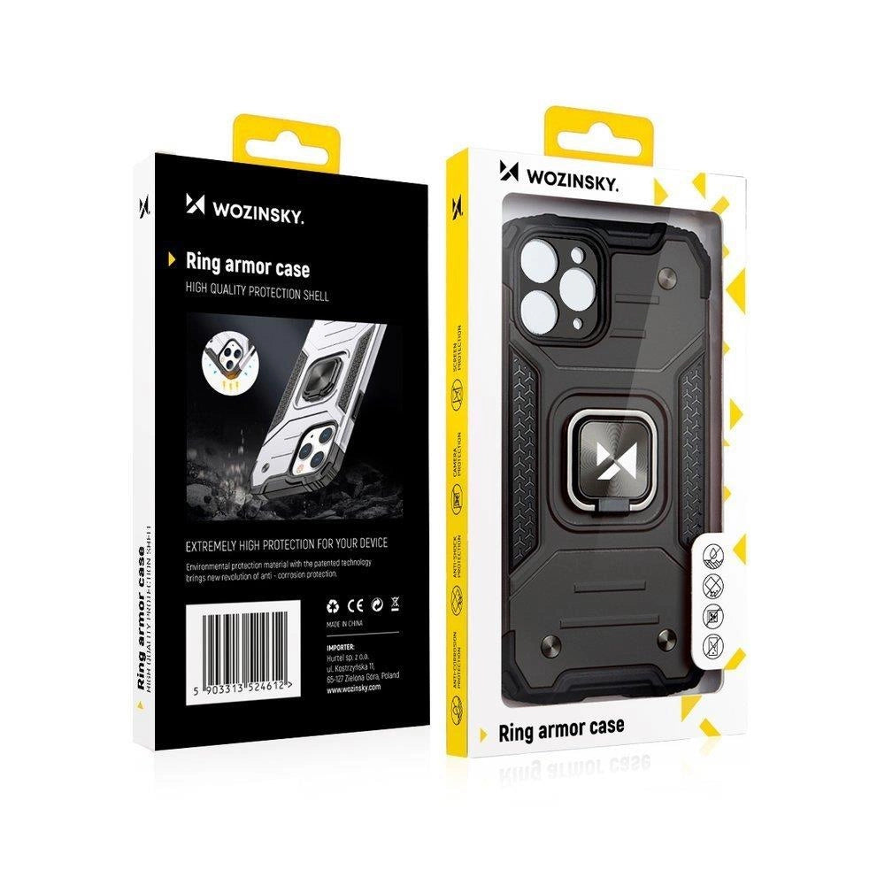 Wozinsky Ring Armor case til iPhone 14 pansret dække magnetisk holder guldring