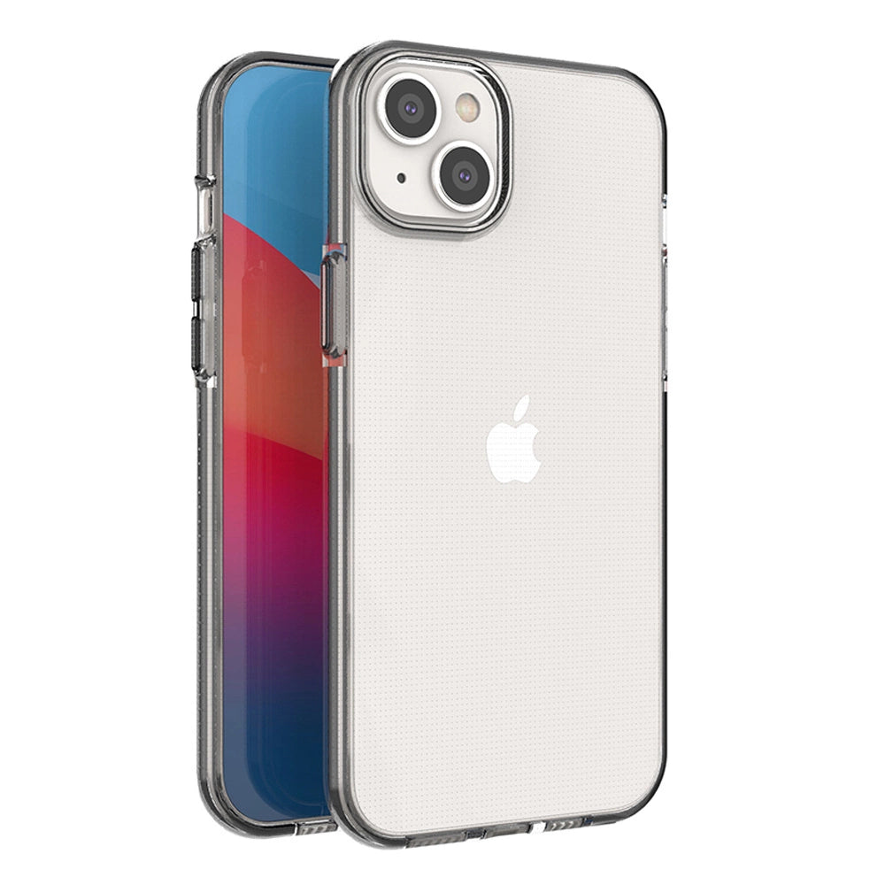 Spring Case til iPhone 14 Plus silikonhylster med en sort ramme