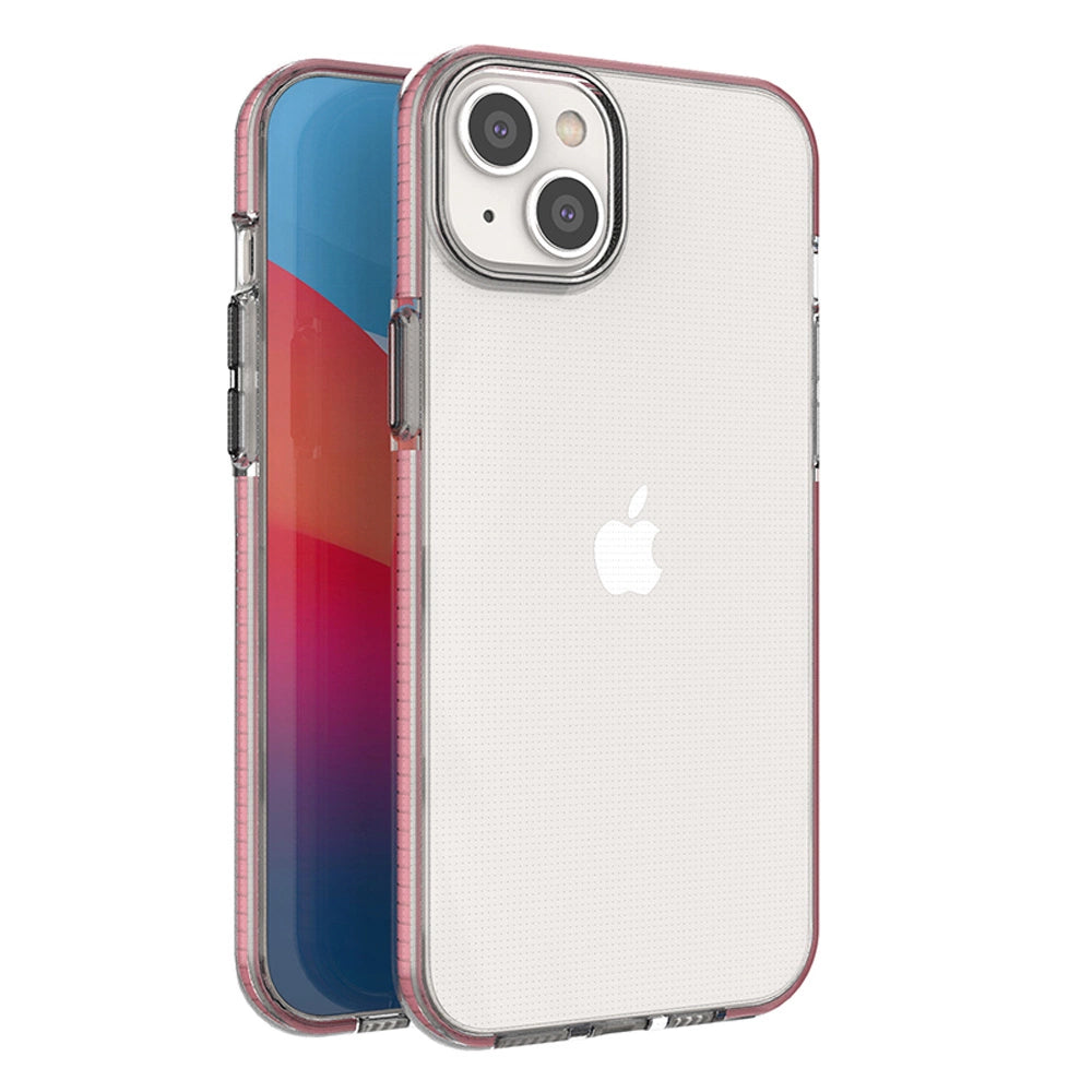 Spring Case til iPhone 14 Plus silikonhylster med lyserød ramme