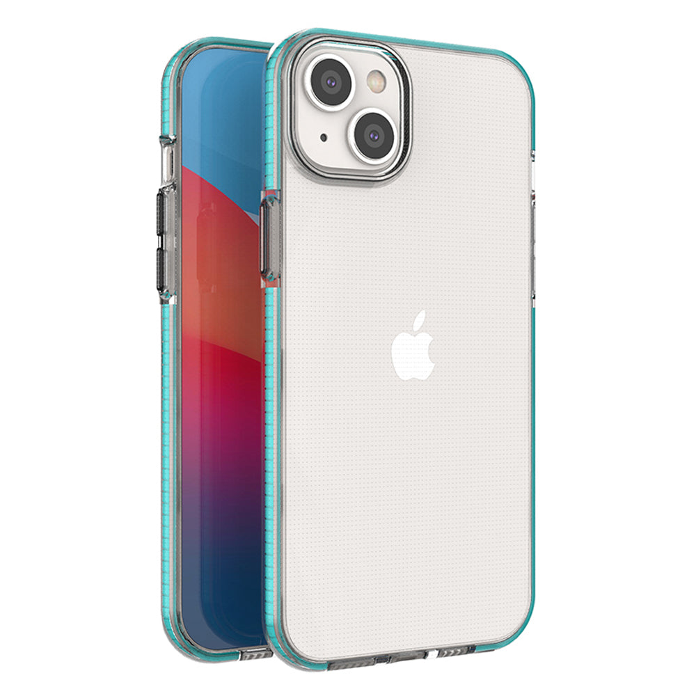 Spring Case til iPhone 14 Plus silikone dække med lysblå ramme