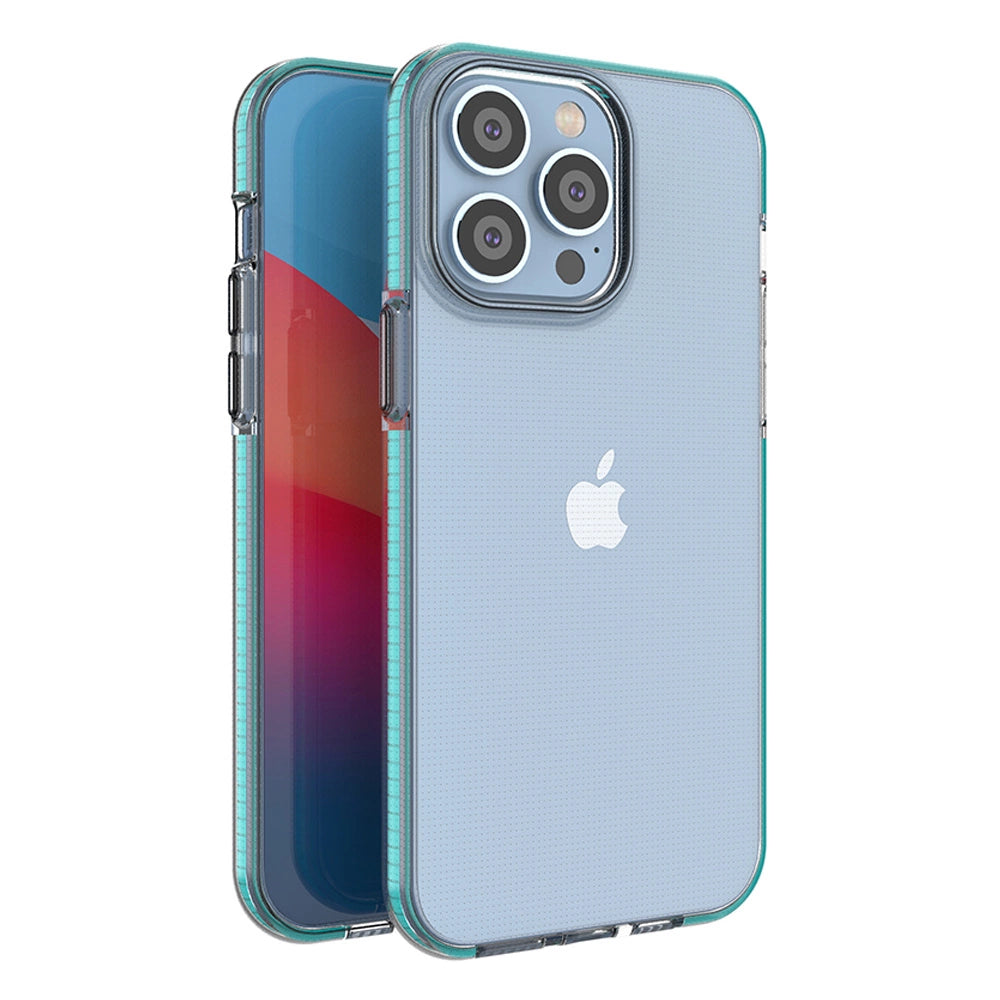 Spring Case til iPhone 14 Pro Max silikone dæk med ram lysblå