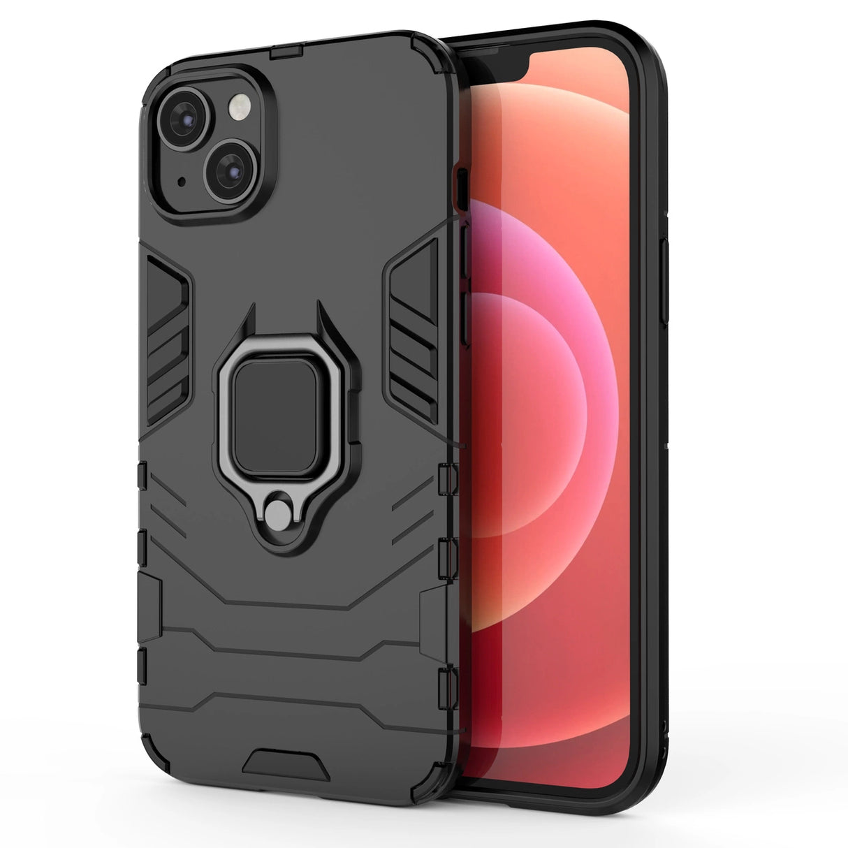 Ring Armor case til iPhone 14 pansret cover magnetisk holder ring sort