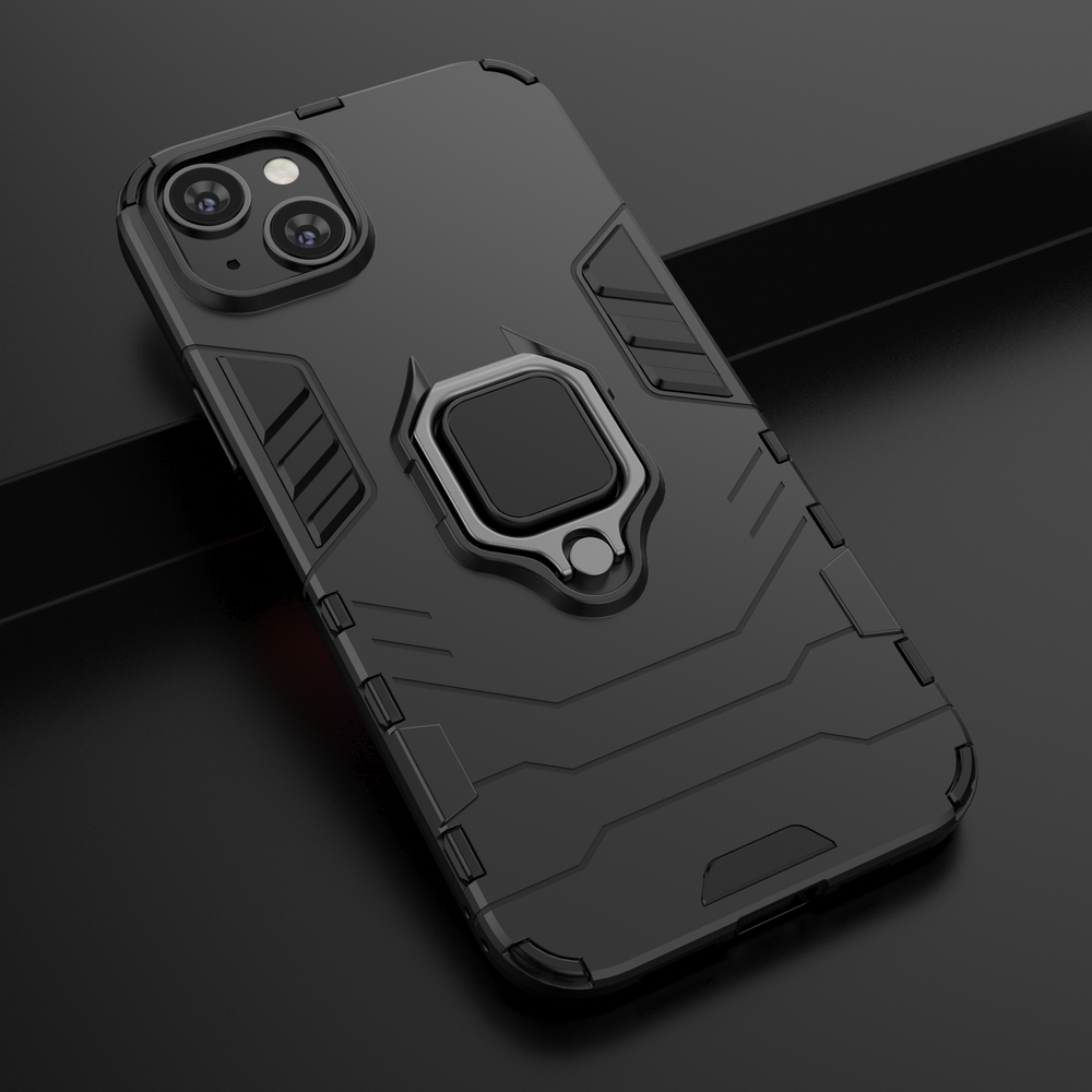Ring Armor case til iPhone 14 Plus pansret cover magnetisk holder ring sort