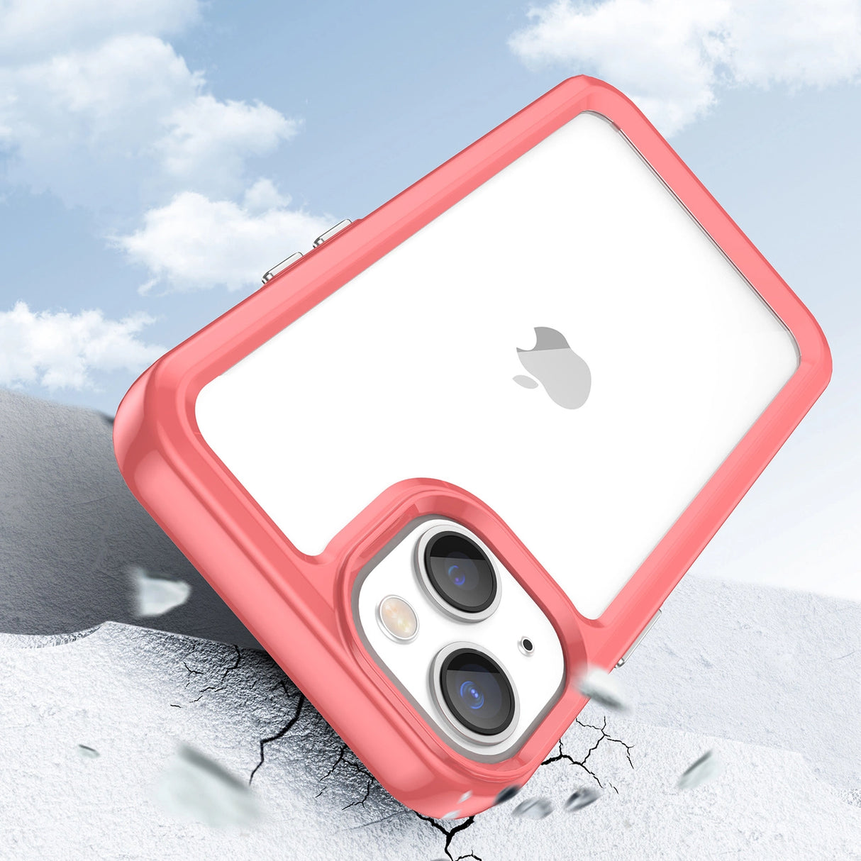 Outer Space Case iPhone 14 hardcover med en gel ramme rød