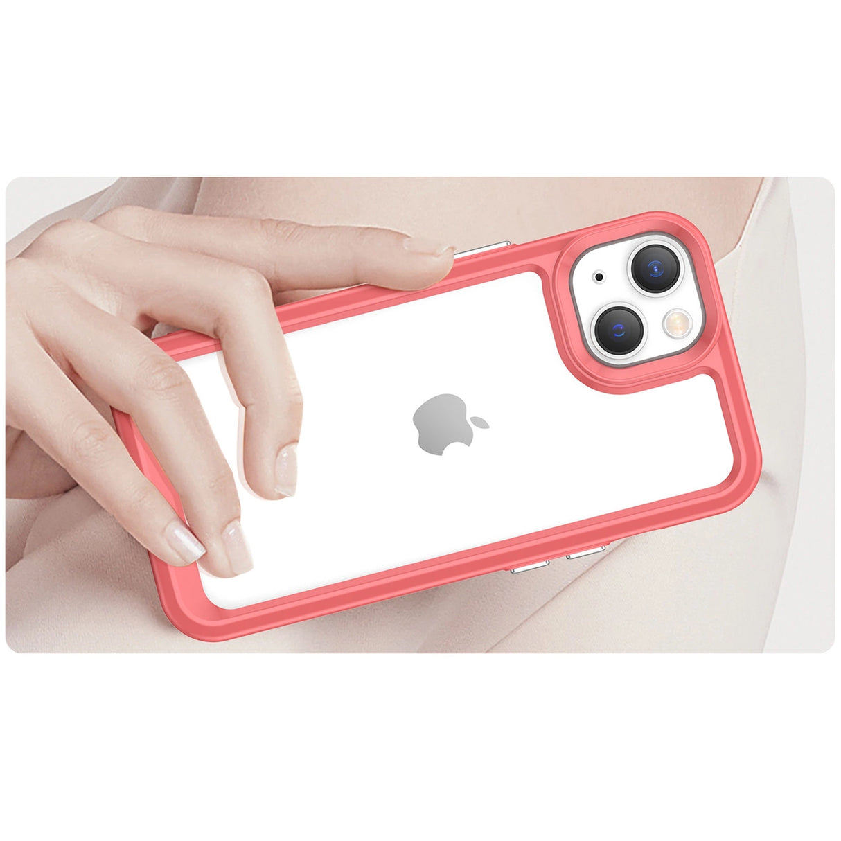 Outer Space Case iPhone 14 hardcover med en gel ramme rød