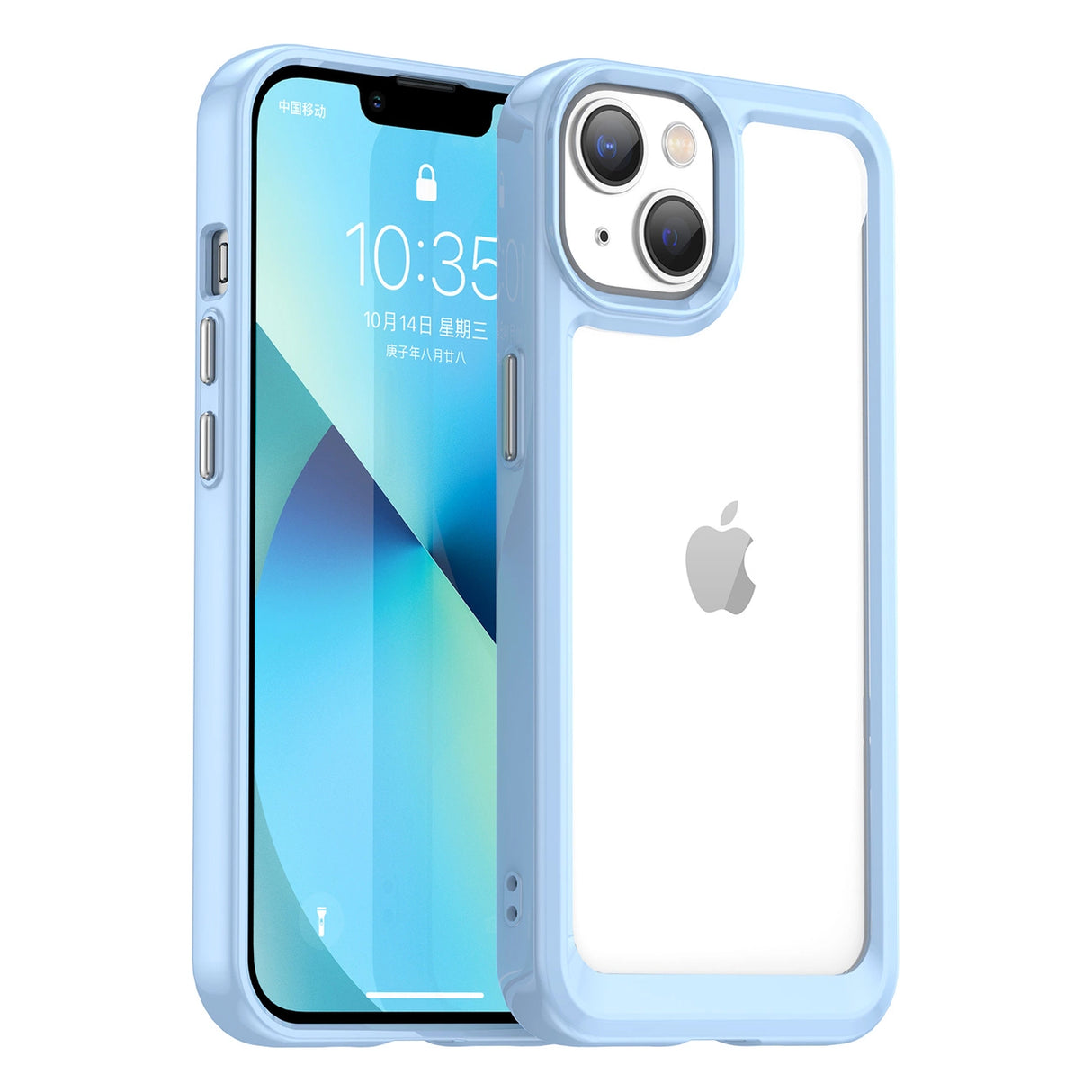 Outer Space Case iPhone 14 Plus Hardcover med gel ramme blå