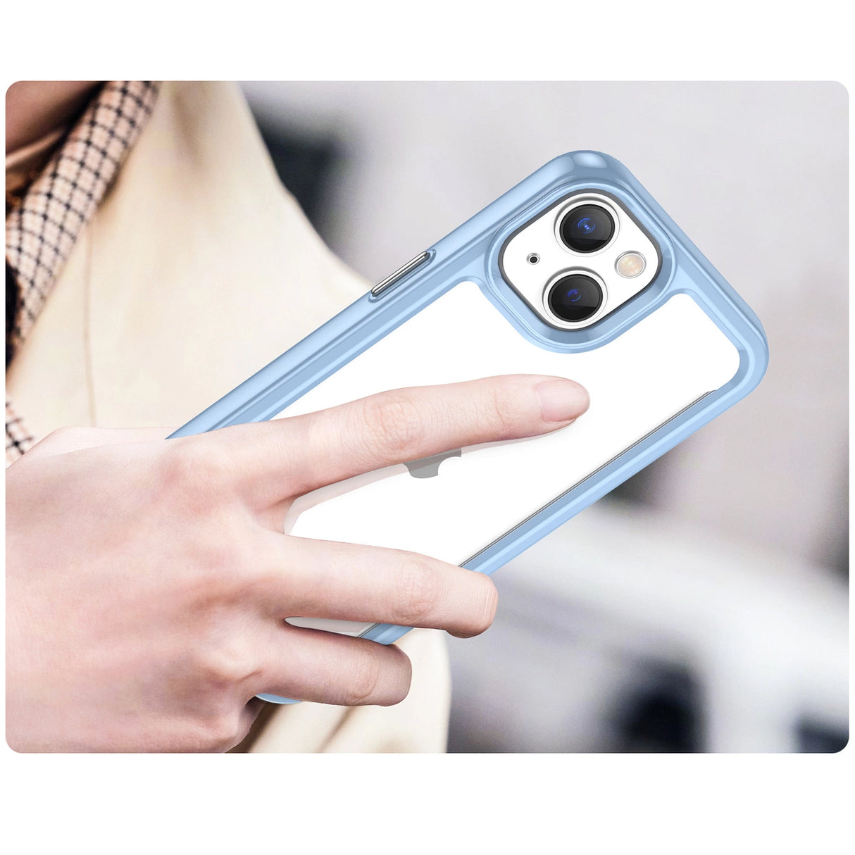 Outer Space Case iPhone 14 Plus Hardcover med gel ramme blå