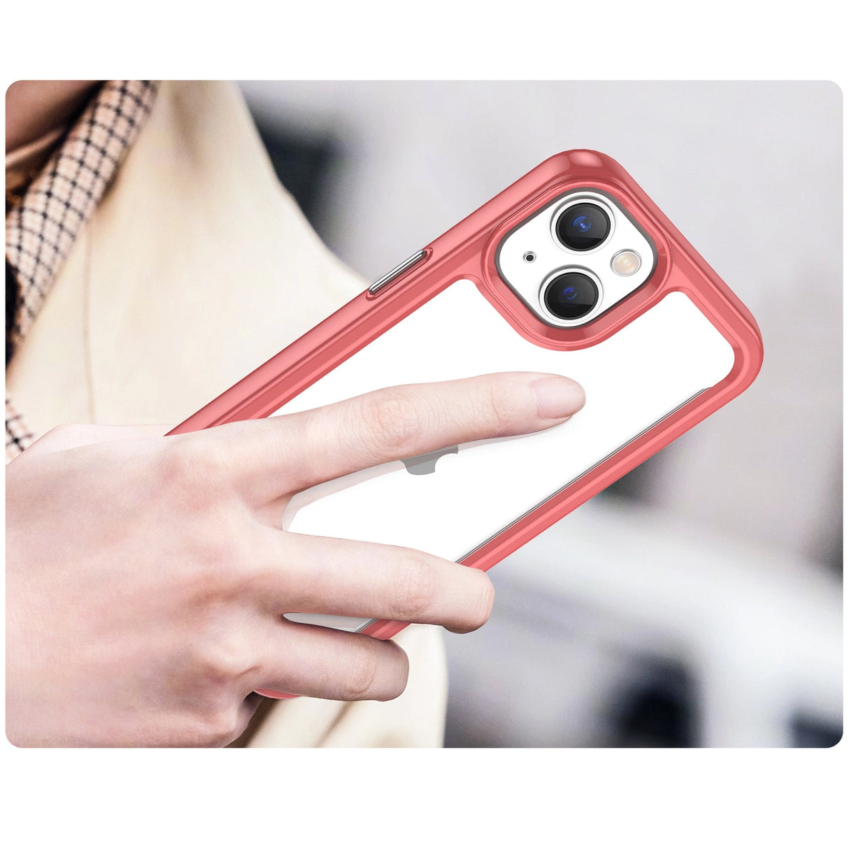 Outer Space Case iPhone 14 Plus hardcover med en gel ramme rød