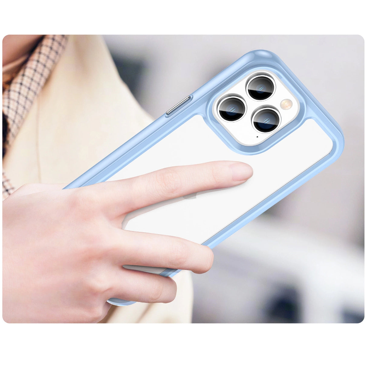 Outer Space Case iPhone 14 Pro hardcover med en gel ramme blå