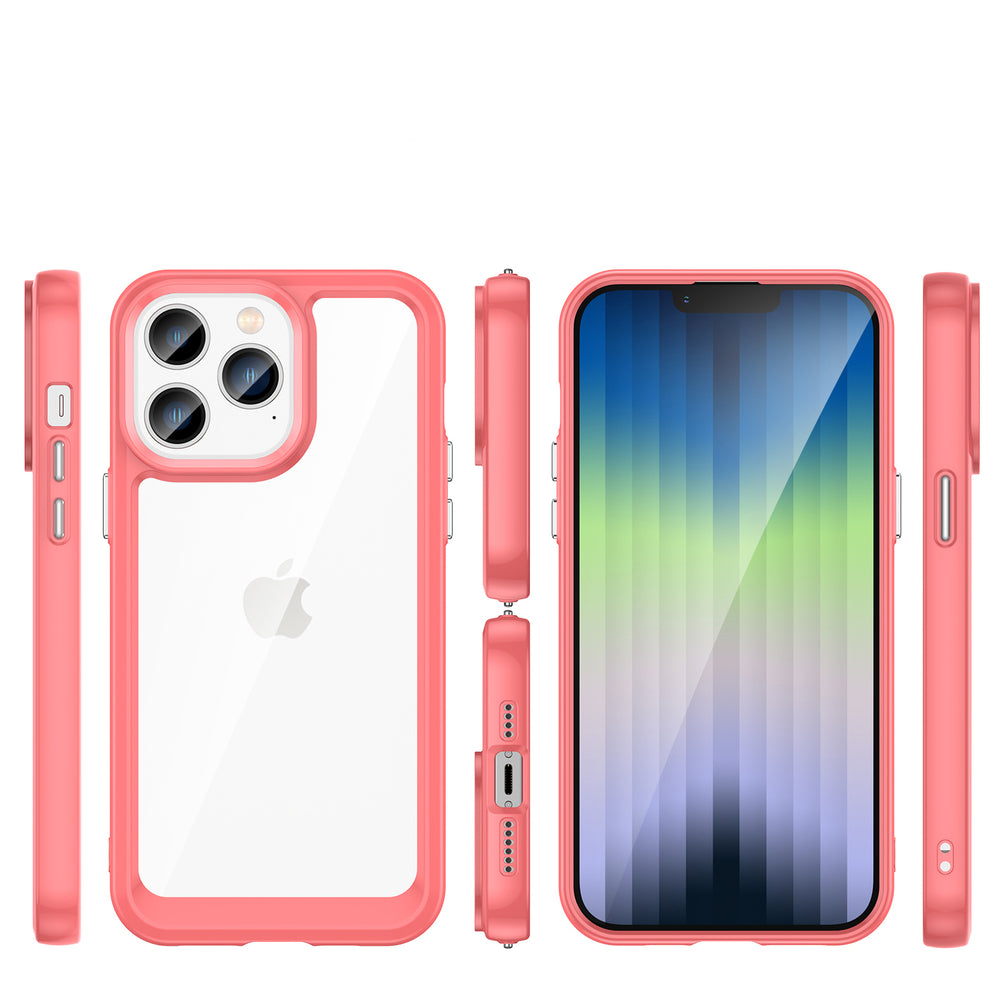 Outer Space Case iPhone 14 Pro hardcover med en gel ramme rød