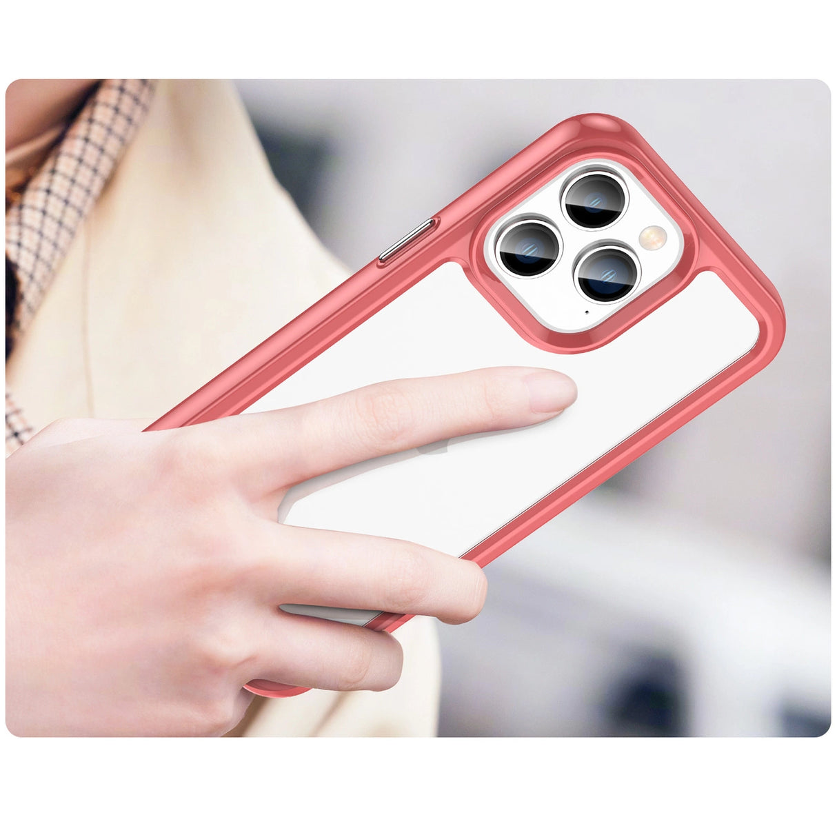 Outer Space Case iPhone 14 Pro hardcover med en gel ramme rød