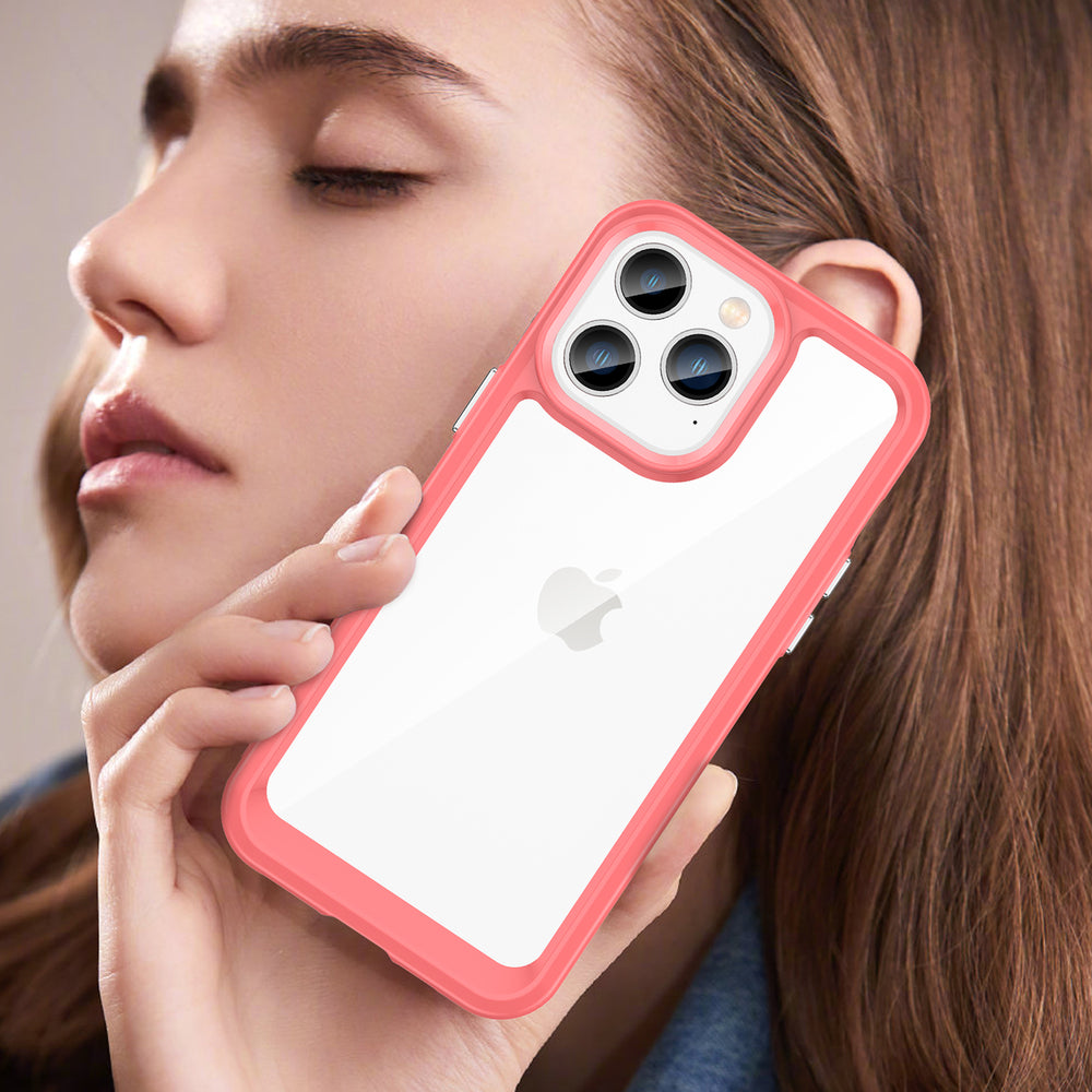 Outer Space Case iPhone 14 Pro hardcover med en gel ramme rød