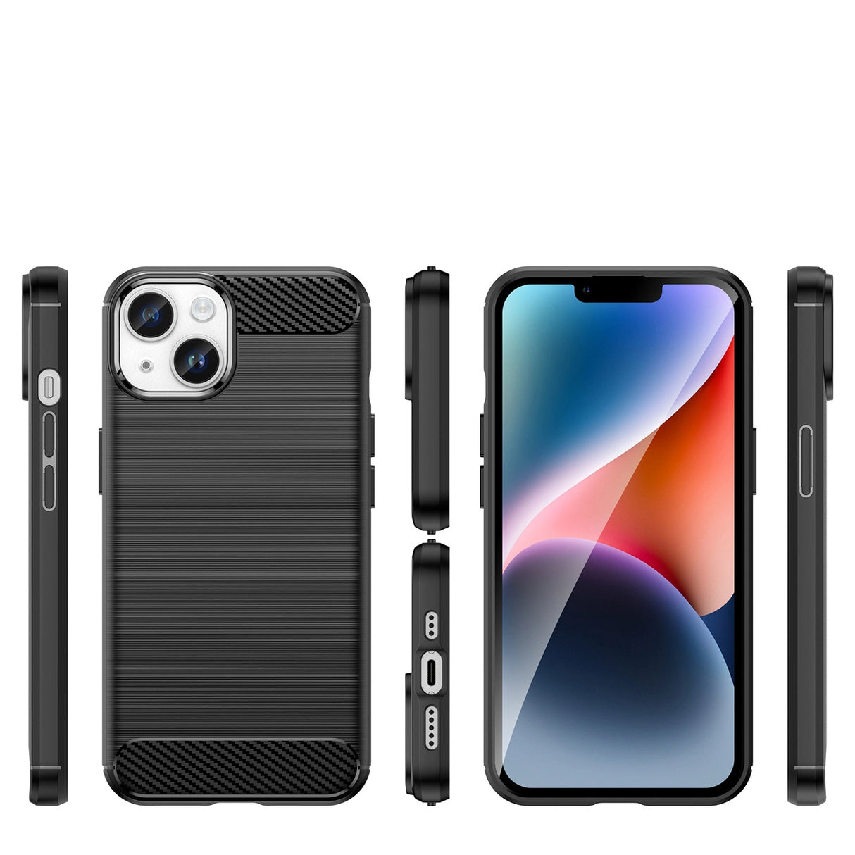 Carbon Case iPhone 14 case fleksibelt gel bagsæde sort