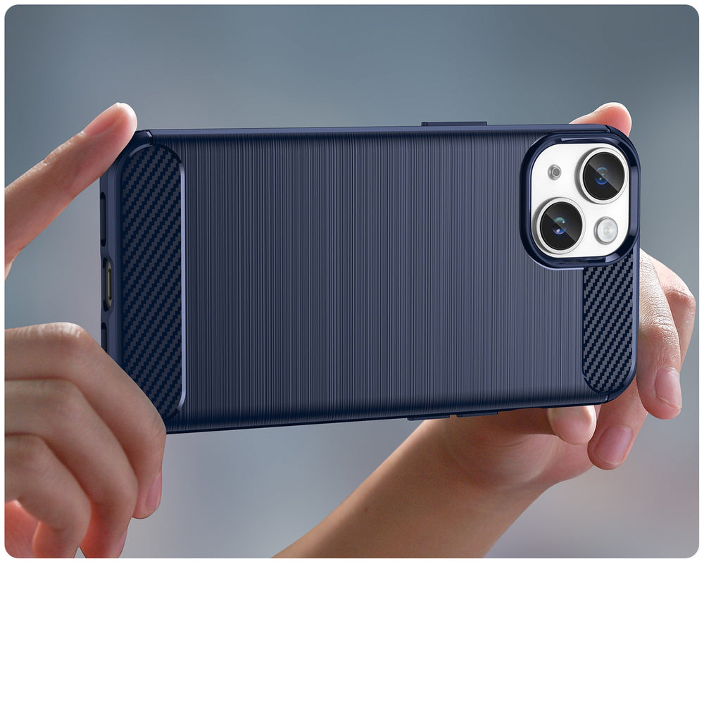 Carbon Case iPhone 14 case fleksibelt gel bagsæde blå