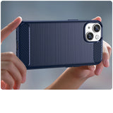 Carbon Case iPhone 14 case fleksibelt gel bagsæde blå
