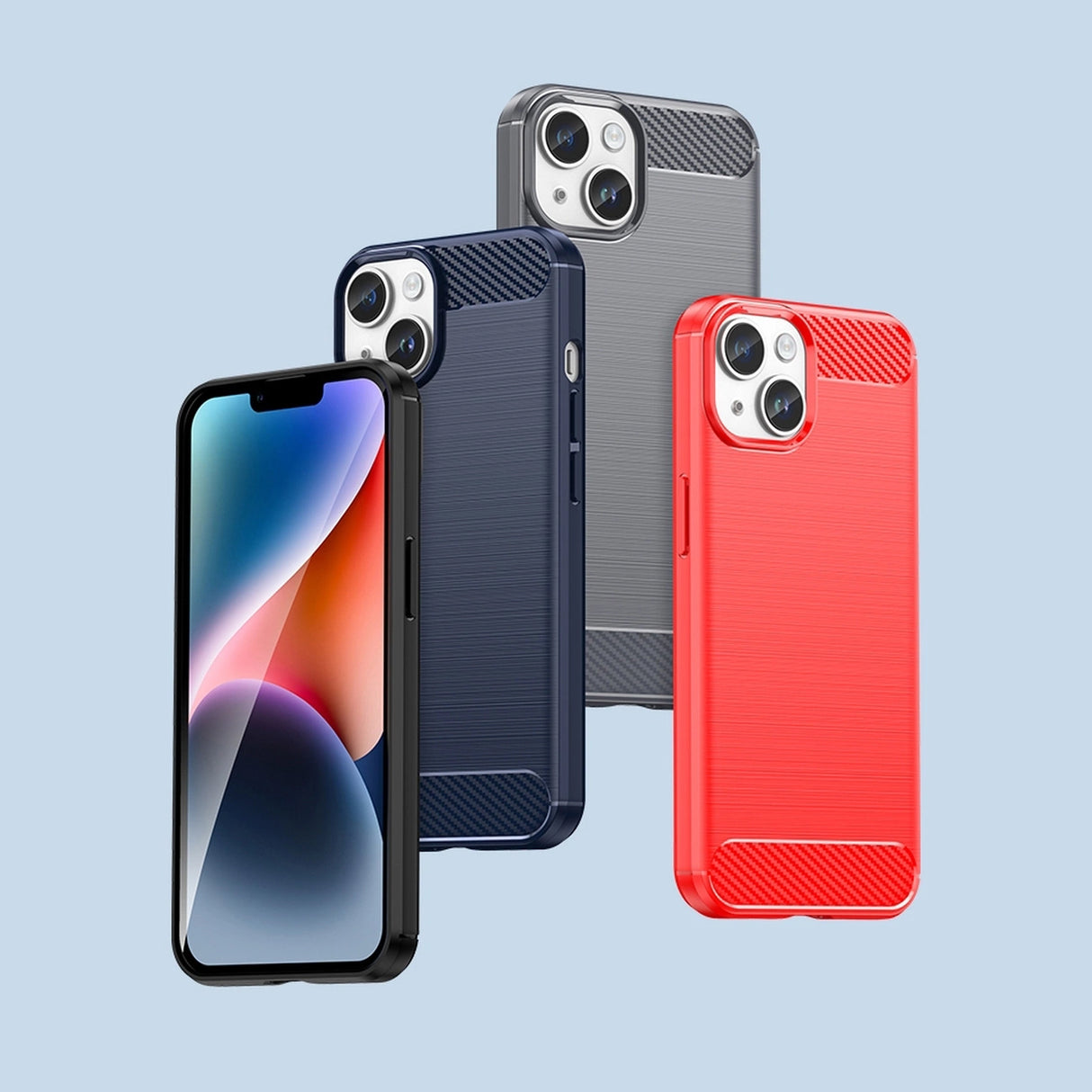 Carbon Case til iPhone 14 Plus Fleksibel gel bagdæksel sort