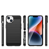 Carbon Case til iPhone 14 Plus Fleksibel gel bagdæk sort