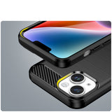 Carbon Case til iPhone 14 Plus Fleksibel gel bagdæk sort