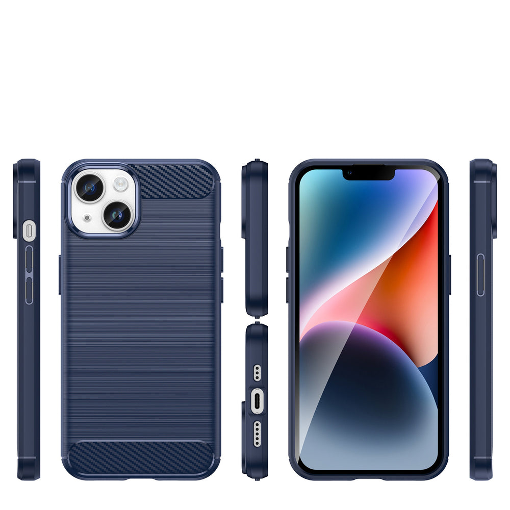Carbon Case til iPhone 14 Plus Fleksibel gel bagdæksel blå