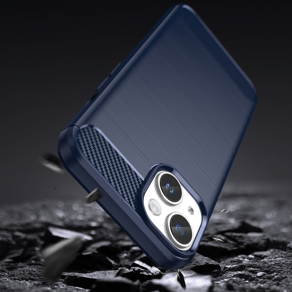 Carbon Case til iPhone 14 Plus Fleksibel gel bagdæksel blå